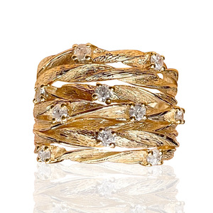 Anello da donna a fascia larga con design a nido d'ape e multi-loop - Product Image 1
