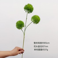 Bunga Bola Daun Bawang Buatan 3 Kepala, Bunga Bola Dandelion, Dianthus Hijau, Aksesoris Bunga Bergaya Hutan, Dekorasi Bunga Rumah