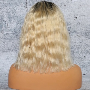 Pelucas de cabello humano Bob corto Jerry rizado Bob Peluca de cabello <span class=keywords><strong>Pixie</strong></span> corte Romo crudo brasileño precio barato 1B 613 pelucas delanteras de encaje Rubio - Product Image 3