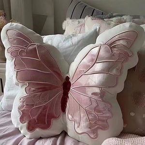 Girls' Pastoral Butterfly <strong>Pillow</strong> Soft Pink Short Plush Headboard <strong>Pillow</strong> with Pp Cotton Filling - Product Image 3
