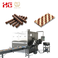 Usine de fabrication de bâtonnets de gaufrettes entièrement automatique HG, ligne clé en main avec four à gaz double tête bicolore SUS304