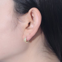 Boucles d'oreilles créoles fines en argent sterling S925 micro-serties de zircone, style géométrique, plaqué or 14K et rhodium, idéales pour un cadeau
