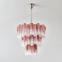 Lustre en tube de verre de Murano italien vintage fantastique pour salon salle à manger chambre à coucher