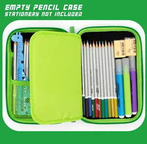 Schule individuell Eva grün Monster Stift etui Druck Muster Nähen Kunst volldruck Organizer cool Stift-Schachtel für Studenten Kinder