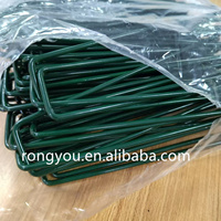 Enduit de poudre 6 pouces jardin U forme plein vert acier fer clou agrafes goupilles de gazon/immersion chaude galvanisé 3mm U cheville herbe pointes de gazon