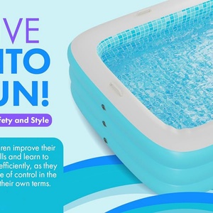 Piscine gonflable portable d'extérieur en PVC à motif requin, jouet de piscine pour la famille - Product Image 6