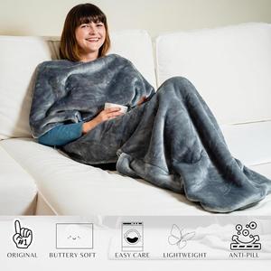 ผ้าห่มนุ่ม อุ่น สบาย พกพาสะดวก ผลิตจากผ้าฟลีซเชอร์ปา 100% โพลีเอสเตอร์ น้ำหนักเบา พร้อมช่องใส่เท้า ใช้คลุมตัว หรือคลุมเท้า ขณะดูทีวี - Product Image 2