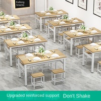 Ensemble table et chaises de salle à manger moderne et simple pour restaurant, cantine, snack-bar - 2 à 4 personnes, plateau rectangulaire, tabourets