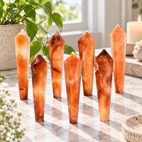 Baguette de cristal d'agate rouge polie de 12-16 cm, pointe de pierre précieuse rouge orangé pour la décoration intérieure, collection de cristaux et cadeau
