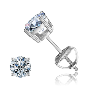 USA Stock Drop Shipping 925 Sterling <b>Silver</b> Men's Women's Earrings 1ct 2ct VVS Moissanite Diamond <b>Studs</b> White Gold Elegant - Product Image 1