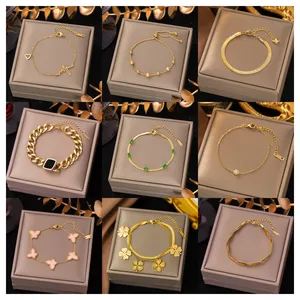 Bán Buôn Số Lượng Lớn Thép Không Gỉ Trang Sức Phụ Kiện Bijoux Đô Thị Đồ Trang Sức Phụ Nữ 18K Vàng Chunky Cuba Liên Kết Chuỗi Vòng Đeo Tay