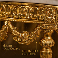 Console en marbre baroque doré massif, sculptée en bois, style royal, pour entrée de villa