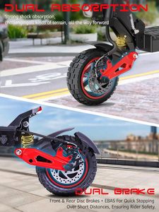 Monopattino Elettrico in Alluminio per Adulti con Sedile, Motore da 1600W/1200W, Autonomia di 32-40 Miglia, Velocità 31/34 MPH, Ruote da 10/11 Pollici per Tutti i Terreni, Batteria 48V 18AH/21AH, Motore ad Alta Coppia da 1600W - Product Image 4