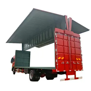 China Supplier 3 Axles Aluminum Dry Cargo Transport Box Open Wing Van Truck Semi Trailer With Open Sides