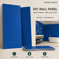 Panneau mural SPC bleu moderne MORLENX, imperméable et écologique, pour usage domestique dans la salle de bain, la cuisine et la douche