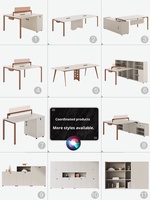 Ensemble de chaises de bureau modulaires modernes avec bureau debout à panneaux en bois pour 2 à 6 personnes, usage commercial, marque Hera, garantie de 5 ans