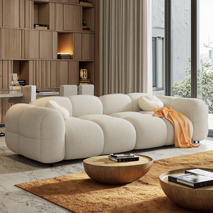 Ghế <span class=keywords><strong>sofa</strong></span> nhỏ hai chỗ ngồi bằng nhung kem, kiểu dáng trẻ em, chất liệu vải, đệm mút, thích hợp cho căn hộ, khách sạn, nhà cho thuê, phòng khách - Product Image 5