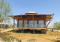 Tente de glamping quatre saisons en toile PVC double couche avec fenêtres ventilées, protection UV, ignifuge, imperméable, structure en acier, kaki, une chambre