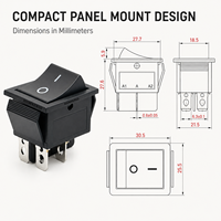 Sakelar Rocker KCD4 4 Pin DPST 16A 250V ON/OFF Heavy Duty Panel Mount untuk Kapal, Kendaraan Laut, Mobil, RV, Mesin, dan Peralatan