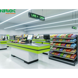Wood Panel <b>Checkout</b> <b>Counter</b> Retail Reception Desk Oblong Cashier <b>Counter</b> for Shop Supermarket Office - Product Image 5