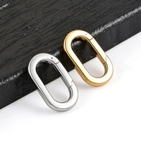 Fermoir à ressort ovale poli en acier inoxydable 316L, finition or PVD 18K, pour colliers, vêtements et bijoux faits main DIY