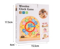 Horloge en bois Montessori pour l'apprentissage du temps (12/24 heures) – Kit éducatif interactif avec 30 cartes pour l'apprentissage des mathématiques chez les tout-petits