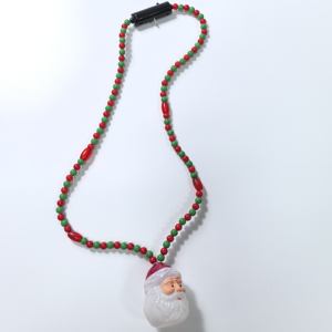Collana Decorativa con Babbo Natale Luminoso a LED con Perline Rosse e Verdi per Feste di Capodanno e Natale - Product Image 1