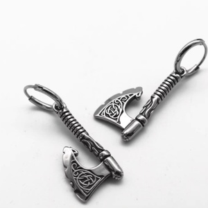 Pendientes de Hacha Vikinga, Joyería Punk Gótica de Guerrero, Mitología Nórdica, Pendientes de Aro con Hacha de Batalla para Hombre, Estilo Biker Rock, Regalo - Product Image 1