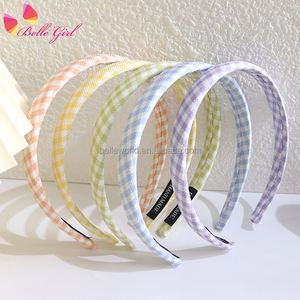 BELLEWORLD usine 2023 nouveau élégant populaire filles bandeau coiffure couleur unie plaid mince maquillage bandeaux pour les femmes - Product Image 6