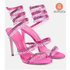 Tatones De Mujer Sexy da <span class=keywords><strong>donna</strong></span> con strass di lusso e cristallo con cinturino alla caviglia sandali taglie grandi Pour Femmes <span class=keywords><strong>scarpe</strong></span> con tacco alto - Product Image 4