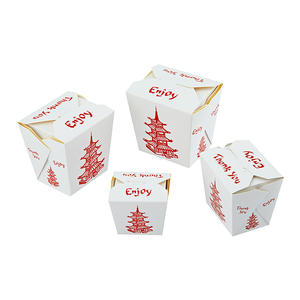 Emballage en carton blanc jetable <span class=keywords><strong>pour</strong></span> la vente à emporter <span class=keywords><strong>de</strong></span> nourriture, boîte en papier <span class=keywords><strong>pour</strong></span> riz et nouilles chinoises avec poignée - Product Image 1