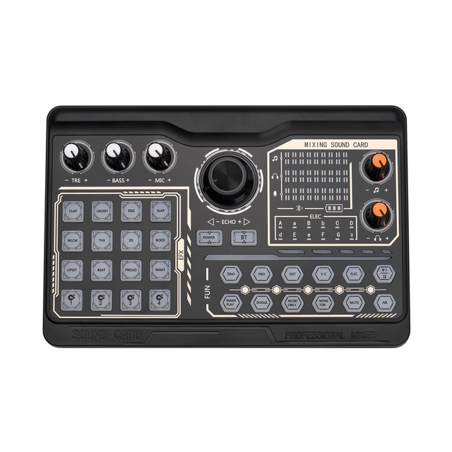 Live Sound Card External Voice Changer Audio Mixer BT Sound Mixer Board with Multiple Sound Effects Supports Smartphone Computer