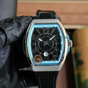 Reloj de pulsera masculino de alta gama, mecánico automático, con caja plateada y detalles azules de estilo deportivo, de exquisita fabricación - Product Image 2