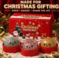 Jouet Squishy de Noël en TPR à remontée rapide, motif Boulette de renne scintillante avec cuiseur vapeur, Boîte Mystère, Jouets Squishy Fidget pour Enfants