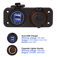 Nouveau Design double QC 2.0 USB Car Charge 5V 2.4A Qualcomm Charge rapide avec combinaison de commutateur allume-cigare