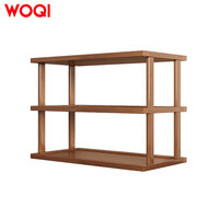 WOQI Desktop Shelf Simple Bookshelf Table Storage Rack Wooden Organizer Holder with Double Layer Structure for Office Home