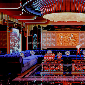 Canapé d'angle moderne en U pour fabricants, canapé <span class=keywords><strong>VIP</strong></span> en velours écologique bleu lac pour discothèque, mobilier de salon - Product Image 3