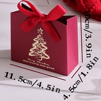 Petites boîtes cadeaux en papier de Noël avec motif d'arbre en feuille d'or, rubans, sacs cadeaux pour les fêtes, les mariages, les bonbons, les bijoux, l'emballage