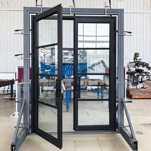Puerta Exterior Francesa de Acero Negro WLS de 61x81 Pulgadas, Vidrio Templado de Doble Panel de 5/<span class=keywords><strong>8</strong></span>\", Aislamiento Térmico para Entrada de Apartamentos y Uso en Hoteles - Product Image 3