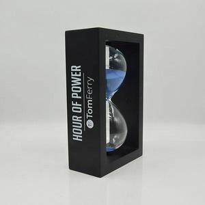 Minuteur à sable écologique et durable en bois, design Art Déco, <span class=keywords><strong>15</strong></span> <span class=keywords><strong>minutes</strong></span>, avec cadre noir et sable blanc, 14,5x10x5cm - Product Image 4