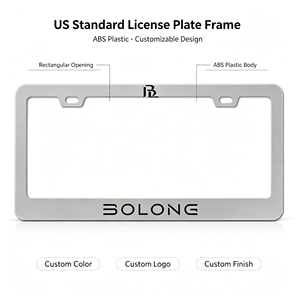 BOLONG <span class=keywords><strong>Gro</strong></span>ßer Ausverkauf USA-Standard ABS-Kunststoff Nummernschildrahmen mit Individuellem Logo Schwarzer Auto-Kennzeichenhalter Auto-Dekoration - Product Image 4