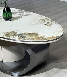 Bộ bàn trà đá phiến thép không gỉ mạ vàng titan cao cấp 2024 kèm ngăn kéo cho phòng khách - Product Image 2