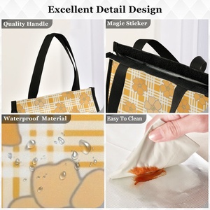 Custom Print Yellow Palaka Hawaii Puakenikeni Flower Lunch Box Reusable Lunch Tote Bags Leakproof Portable Cooler Bag for Women - Product Image 3