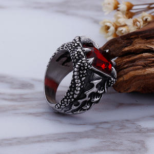 Мужское кольцо из нержавеющей стали с кристаллами KALEN, байкерское готическое ювелирное изделие с когтями дракона - Product Image 5