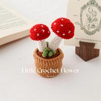 Décoration de table de Noël en crochet fait main : champignon, narcisse en pot – Cadeau de fêtes