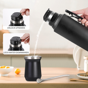 Nouveau ensemble de voyage 304 comprenant des tasses à thé argentines Mate, une bouteille d'eau de sport en acier inoxydable et un gobelet isolé à double couche - Product Image 6