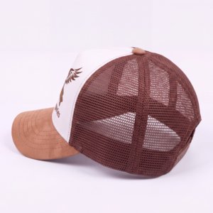 Gorra de Campamento de 5 Paneles, Ajustable, Estructurada, de Gamuza Sintética, con Apliques Bordados Personalizados con Logotipo de Hojas/Puntos, de Lujo, al por Mayor, T&L - Product Image 4