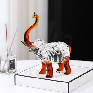 Crystal Glass <b>Elephant</b> Figurines Pink Brown Blue Yellow Etched Animal Decor Home Office Desktop Ornament Collection <b>Gift</b> - Product Image 2