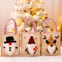 Sacs fourre-tout de Noël réutilisables pour l'emballage de cadeaux et la décoration, sacs à bonbons de Noël mignons pour les cadeaux d'enfants, décoration de Noël
