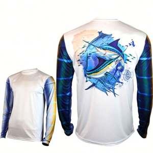 Venta al por mayor de talla grande de manga larga de secado rápido transpirable UPF 50 Anti-UV impermeable pesca camiseta sensación de frío desodorante - Product Image 1